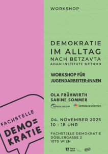 Flyer für Demokratie im Alltag nach Betzavta - Adam Institute Method Workshop für Jugenarbeiter*innen