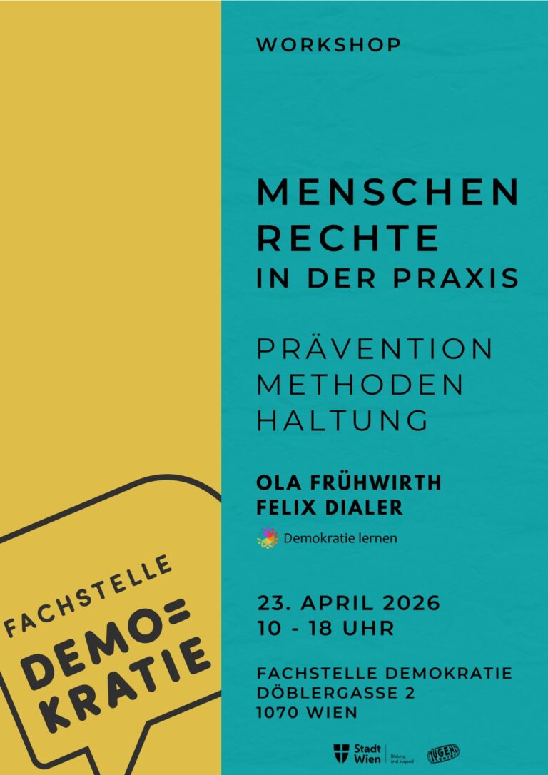 Flyer Workshop: Menschenrechte in der Praxis für Jugendarbeiter*innen